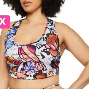 Colorful Graphic Print Sports Bra